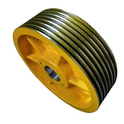 China Cast Iron Custom Processing Professional Elevator Traction Deflector Pulley Elevator Crane Motor Traction Pulley for sale