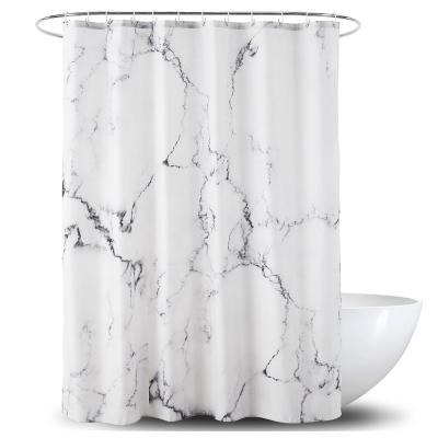 China Marble Polyester Shower Curtain Thickening Bathroom Partition Curtain Durable Printing Waterproof Bathroom Curtain for sale