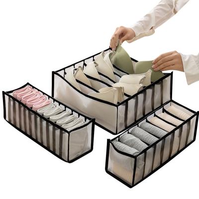 China Sustainable Clothes Organizer Jeans Storage Box Organizer Box Wardrobe Clothes Storage Box with Compartments Jars Underwear Bras Storage for sale