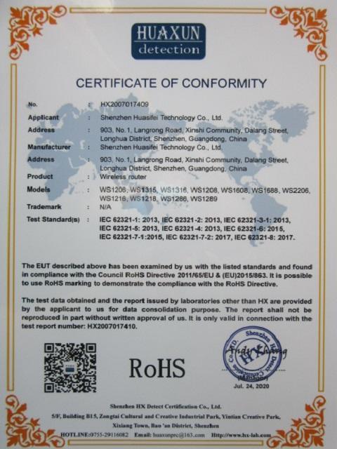 RoHS - Shenzhen Huasifei Technology Co., Ltd.