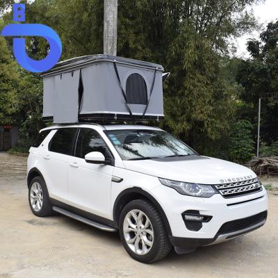 China Extended Type In Top Shell Portable Canvas Camping Tent Family 8X8 Running Hard Aluminum Rainproof Roof Car Tent for sale