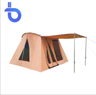 China Extended Type PITCH SC Luxury Canvas Glamping Tent Waterproof Big Room For 4 Seasons For 5-8 People Outdoor Camping Shade Tent for sale