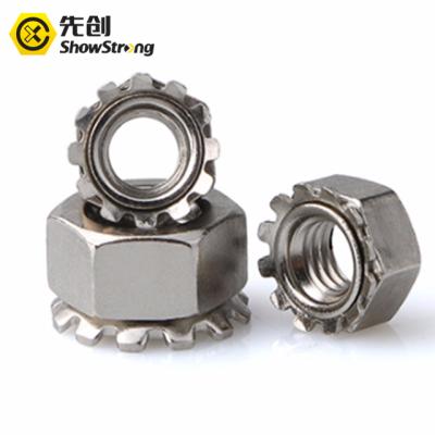 China Carbon Steel K Nut With Teeth Nuts Carbon / Teeth White Zinc for sale