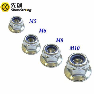 China Heavy Industry Nylon Insert Hex Flange Lock Nuts Self Lock Nuts M3 3mm for sale