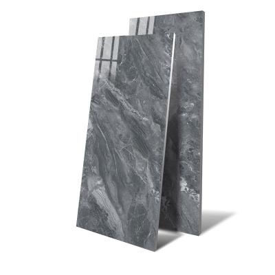 China Modern Dark Gray Super Marble Glazed Tile 750*1500mm Porcelain Tile Flooring Spark Quartz Flooring Tiles for sale