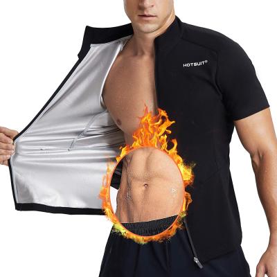 China Breathable Men Sauna Suit Shapewear Sweat Jacket Top (S-5XL) Workout Sauna Suit Short Sleeves Compression Shirts for sale