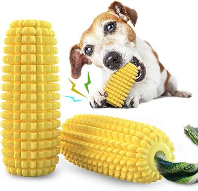 China Sustainable Dog Chew Toys Indestructible Tough Durable Squeaky Interactive Dog Toys Puppy Teeth Chew Corn Stick Toy for sale