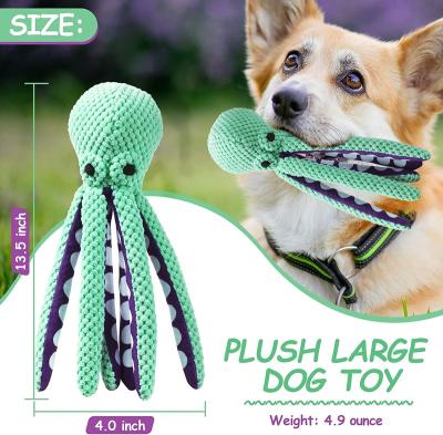 China Best Seller Sustainable Dog Toys Big Squeaky Dog Toys Crinkles Soft Durable Plush Octopus Stuffed Dog Chew Toys for sale