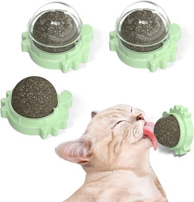 China Wholesale Price Catnip Ball Stocked Wall Sucker Lick Treat Toys Catnip Sugar Balls Smart Cat Toys Mint Interactive Cats Toy for sale