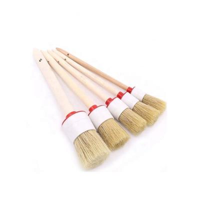 China car care & Kingson Detailing Wooden Handle, 5 Pcs Auto Wash Detailing/Cleaning Brush Soft Bristle Car Brush for sale