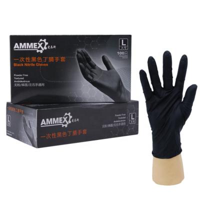 China Lint-free glove from scratching. AMMEX did not thicken oil protection wear-resistant work rubber black gloves disposable nitrile gloves for sale