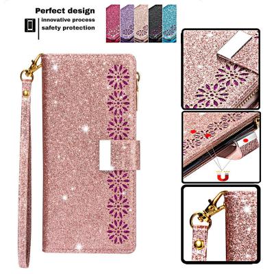 China Zipper Muti-Cards Slots Top Luxury Selling For iPhone 12 11 X Xr 6s 7 8 SE 2020 Star Laser Cutting New Products Wallet Leather Case For iPhone 12 Card for sale