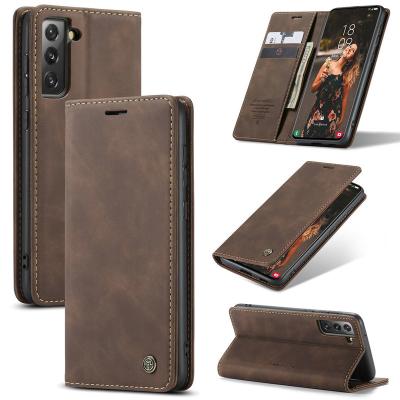 China Retro Anti-drop Case Phone Case For Samsung S21FE With Credit Card Magnetic PC Leather Hot TPU Cover For Samsung S21 Fe Mobile Case Bag for sale