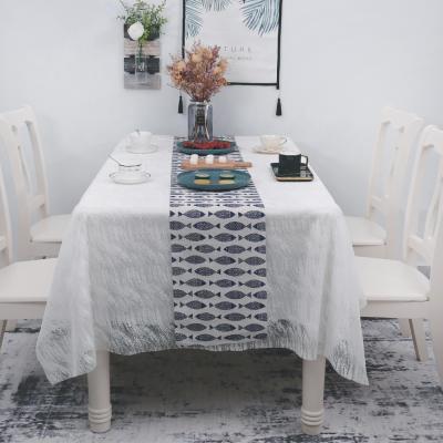 China Home decoration fish design polyester printed cotton fabric for daily festival table runner banquet decoration home dinner for sale