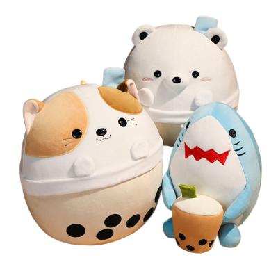 China Little New Gift Lovely Shark Doll Bear Tea Milk Pillow Plush Cute Toy Gift for sale