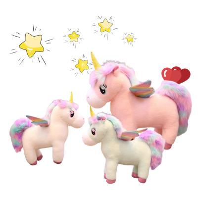 China Handmade in Giant 25-80cm Running Colorful Wings Hair Fly Horse Unicorn Plush Toy Pillow Stuffed Animal Toys for sale