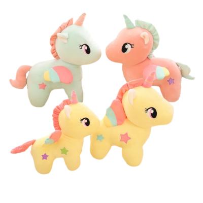 China Custom Made 25cm Unicorn Stuffed Animal Plush Toy Green Yellow 30cm Pink Cute Birthday Gift for sale