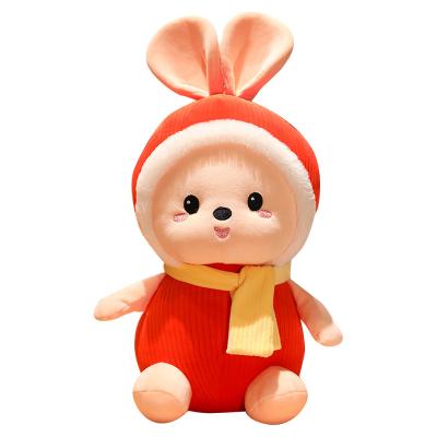 China Cute Fun New Year Kids Hug Rabbit Bunny Plush Pillow Toy Sleeping Comfort Doll Scarf for sale