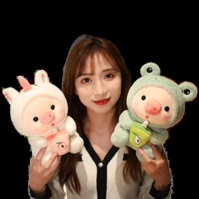 China 2022 Eco-friendly Popular Cute Soft Pig With Hood Stuffed Pig Kids Plush Animal Toys for sale