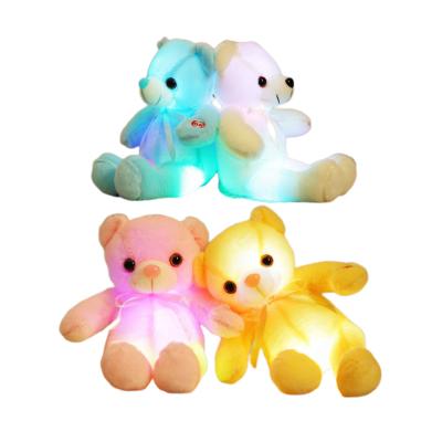 China Cute Fun Cute Ribbon Luminous Soft Stuffed Teddy Bear Plush Toys Doll For Children's Birthday Gift for sale