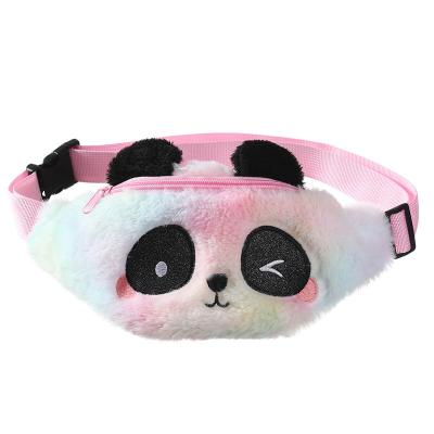 China Gift Lovely Girl Cartoon Cute Panda Chest Waist Bag Plush Furry Shoulder Messenger for sale