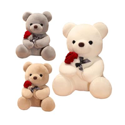 China Cute Animal Doll Christmas Valentines Day Gift Kawaii Rose Teddy Bear Bulk Plush Stuffed Animals Soft Stuffed Toys for sale