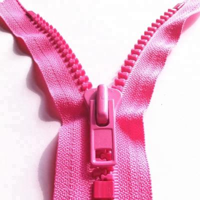 China Auto lock #10 large teeth neon pink derlin plastic zipper pull with auto lock slider for sale