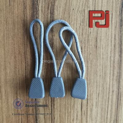 China Nickel Free Sports Wear Plastic Rubber Clothing Zipper Rope Slider Puller for sale