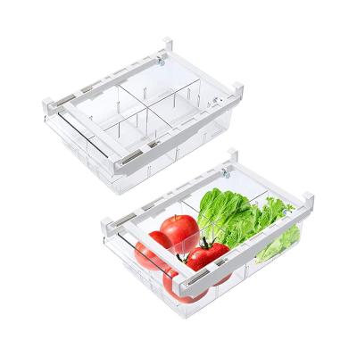 China Transparent Freshness Preservation 1/4/8 Compartment Refrigerator Drawer Organizer Refrigerator Shelf Holder Storage Box for sale