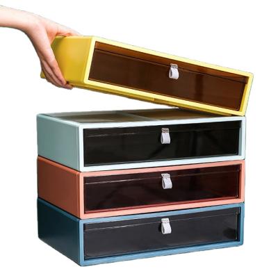 China Minimalist plastic cosmetics storage box compose desk type storage box drawer desk sell Korean style wholesale storage boxes and bins for sale