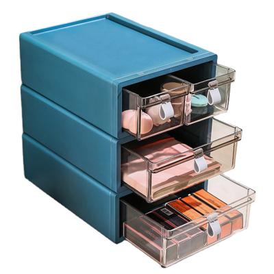 China Factory Supply Modern Detachable Stackable Plastic Drawer Organizer Cabinet Container Colorful Storage Box for sale