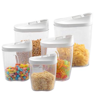 China 5pcs Sustainable Plastic Food Storage Box Container Set With Pour Lids Kitchen Food Sealed Snack Organizer Color Box Food Touch Safe for sale