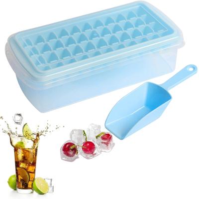 China Stocked 44 Nugget Ice Tray For Freezer Flexible Safe Ice Cube Molds Comes With Scoop And Ice Container Cover for sale