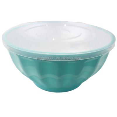 China 3pcs Hot Sale Household Kitchen Food Container Fruit Salad Sustainable Custom Plastic Unbreakable Serving Bowl With Lid for sale