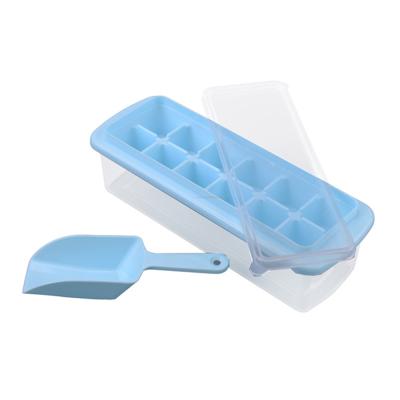 China Wholesale Stocked 12 Cavity Freezer Mold Square Silicone With Lid Scoop Diy Ice Cream Cube Tray Maker for sale