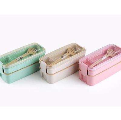 China 900ml Sustainable Healthy Food Material Storage Container 3 Layer Wheat Straw Bento Microwave Dinnerware Lunch Box for sale