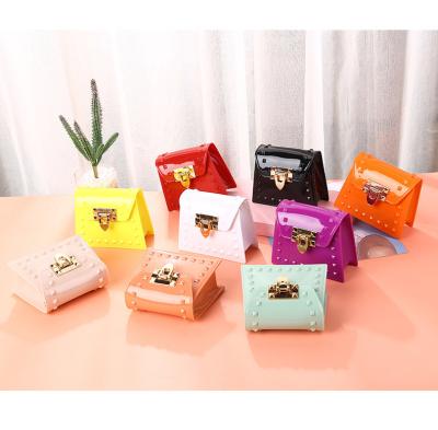 China Mini Little Girl Kids Jelly Purses Fashion High Quality Small PVC Rivet Shoulder Bag Toddler Cute Kindergarten Toddler Handbags for sale