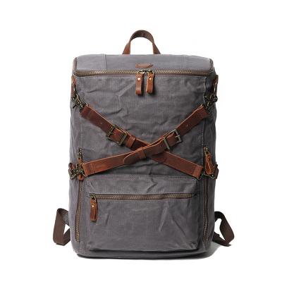 China New Anti-theft Anti-theft Rucksack Outdoor Climbing Backpack Canvas Travel Mountaineering Theft Waterproof Genuine Leather Rucksack for sale