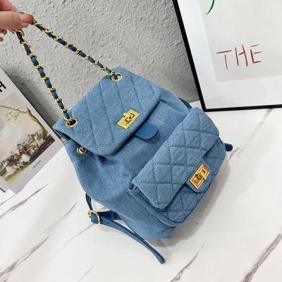 China Others School PU Leather Backpack Bag Custom Logo Denim Bookbag Lady Back Rucksack Women Outdoor Bag Women's Backpack Bag for sale