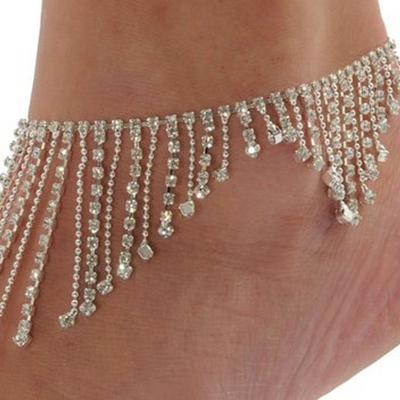 China High Quality Stainless Diamonds Rhinestone Anklet Foot Jewelry Foot Jewelry Foot Jewelry Ankle Chain Steel Chain Anklet Punks For Women for sale