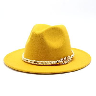 China Image China Women Men Cheap Woolen Fedora Hat With Pearl Ribbon Elegant Fedora for sale