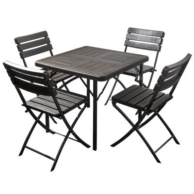 China Single Folding 78CM HDPE Plastic Wood Look Balcony Set Living Room Patio Garden Tables Set for sale