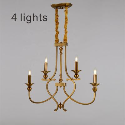 China Modern 4P Lights Wholesale Rustic Light Vintage E14 Candle Chandelier Pendant Lighting for Dining Room Decoration Living Room Hotel for sale