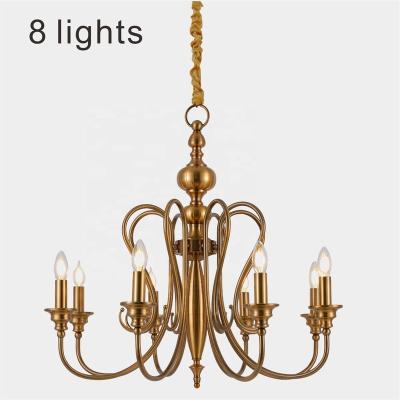 China Modern High Quality Traditional Art Iron Classic 8 Lights Candle Hanging Chandelier Led Lamp Living Room Pendant Light Hotel for sale