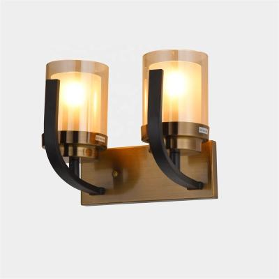 China Hotel Modern Modern Restaurant Wall Mounted Antique Brass Sconces For Interior Lights Fancy Glass Ball Double Lights For Home Wall for sale