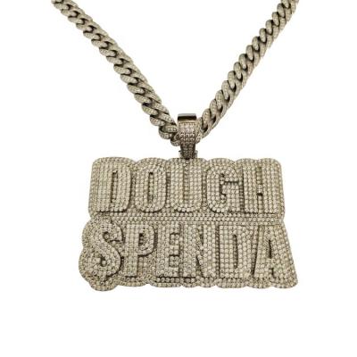 China New Custom Hiphop Cuban Chain Crystal Pave Hip Hop Big Street Letter Metal Pendant for sale