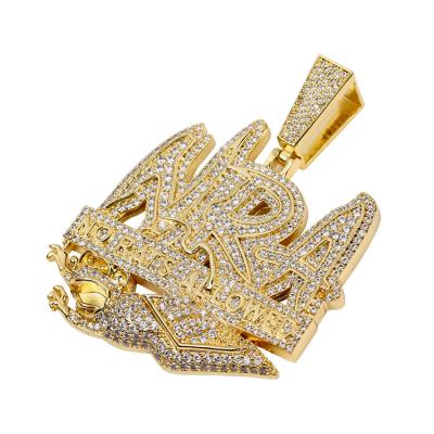 China Trendy Hiphop Gold Plated Engraving Rectangle Pendant Necklace Custom Diamond Pendant for sale