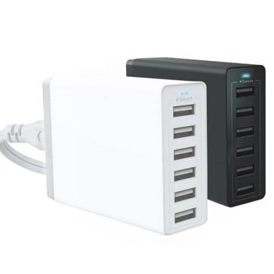 China Multi Cell Phone 6 Port 50W USB Charger Fast Charging Station for All Kinds of Mobile Phone Devices for sale