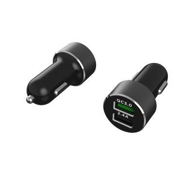 China Mobile Phone Tablet MP3 GPS 2018 Top 10 Dual USB Car Charger , 30W QC 3.0 Car Charger Polished Aluminum Alloy Housing for sale