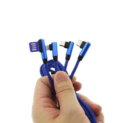 China Durable 1.5m Mobile Phone Types Cotton Braided Charging Cable 3 In 1 For Android , IOS USB Smartphones for sale